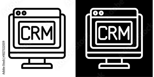 Crm System  Icon Set White Style Collection