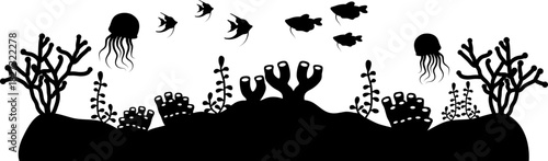 Aquascape Scenery, Underwater Scene Silhouette, Aquarium Fish