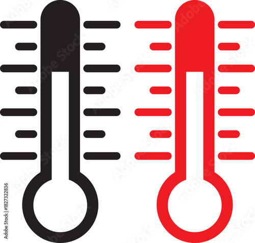 thermometer icon set. weather icons. Weather Sign. Temperature Scale Symbol. Low and high temperatures. Set of hot and cold temperature vector icons isolated on. Weather Sign. Temperature Scale Symbol
