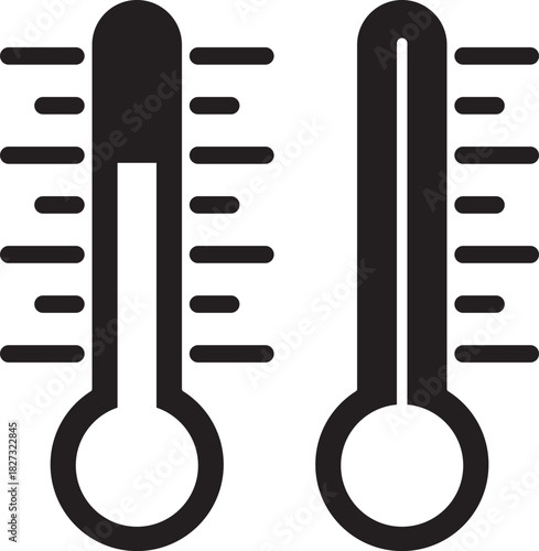 thermometer icon set. weather icons. Weather Sign. Temperature Scale Symbol. Low and high temperatures. Set of hot and cold temperature vector icons isolated on. Weather Sign. Temperature Scale Symbol