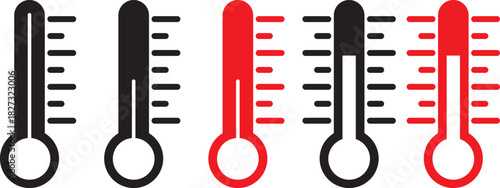 thermometer icon set. weather icons. Weather Sign. Temperature Scale Symbol. Low and high temperatures. Set of hot and cold temperature vector icons isolated on. Weather Sign. Temperature Scale Symbol