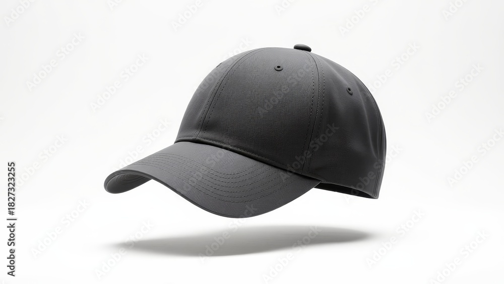 Fototapeta premium Black baseball cap on white background