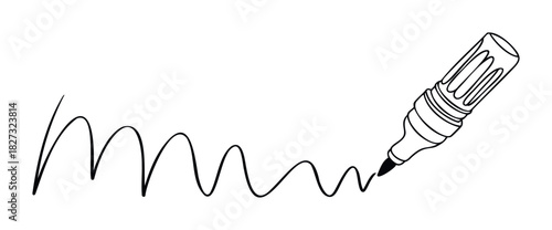 Black marker pen drawing a wavy line across a blank space, perfect for presentations and creative projects needing a handdrawn touch.