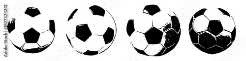 Soccer Ball Black and White Silhouette Vector Ideal for sports, game, fitness, and team competition graphics. Symbolizes football, athleticism, play, and simple sport.