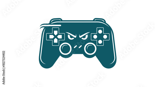Angry video game controller icon for competitive gaming