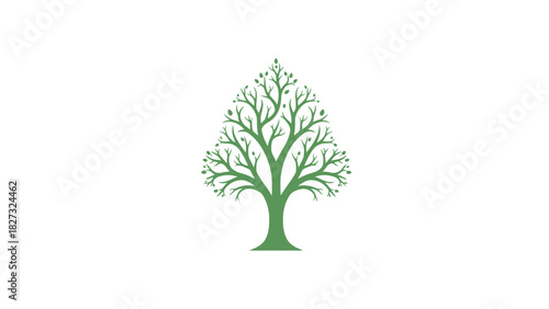 Stylized green tree logo or icon with many branches and leaves