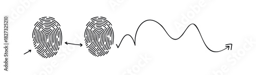 Fingerprint scanning process visualized showing identity verification and abstract path of biometric data movement for security and authentication concepts.