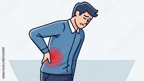 Man with Lower Back Pain – Anatomy Highlight Medical Vector