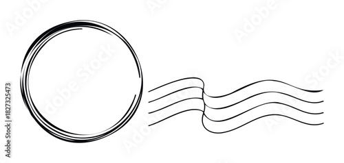 Circular frame with flowing lines suggesting movement and speed, perfect for design projects needing a dynamic or abstract visual element.