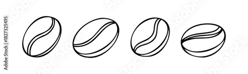 Row of stylized coffee beans with a central split, perfect for food and beverage branding, cafe promotions, and beveragerelated graphics.