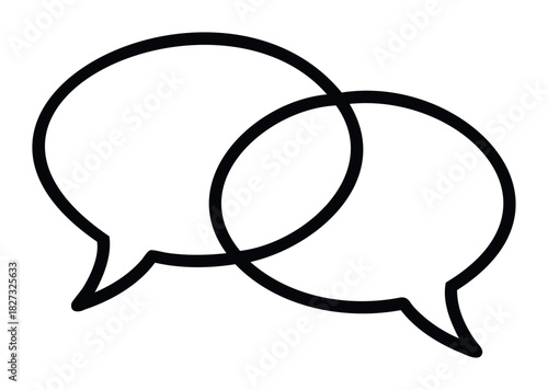 Communication concept with two overlapping speech bubbles representing conversation and connection, perfect for expressing dialogue and ideas in various media.