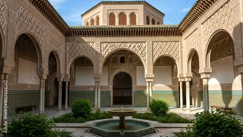 Wallpaper Mural Architectural Grandeur Intricate Details of a Moroccan Courtyard with Geometric Patterns and Torontodigital.ca