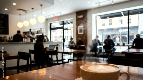 Wallpaper Mural Captivating cafe ambience with latte art in focus, highlighting cafe culture experience and Torontodigital.ca
