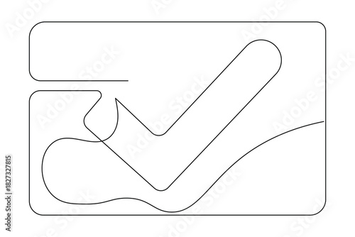 Yes correct mark simple outline single line art illustration isolated