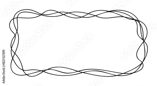 Abstract wavy black line border for graphic framing and decorative overlay, creating a dynamic and organic boundary for creative projects.