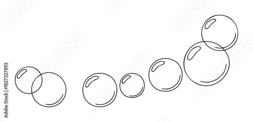 A playful arrangement of outlined bubbles in varying sizes floats diagonally, perfect for highlighting themes of purity, lightness, or celebratory moments in marketing or web content.