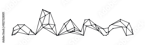 Abstract geometric network of interconnected dots and lines forming a dynamic waveform shape suitable for technology or data visualization applications