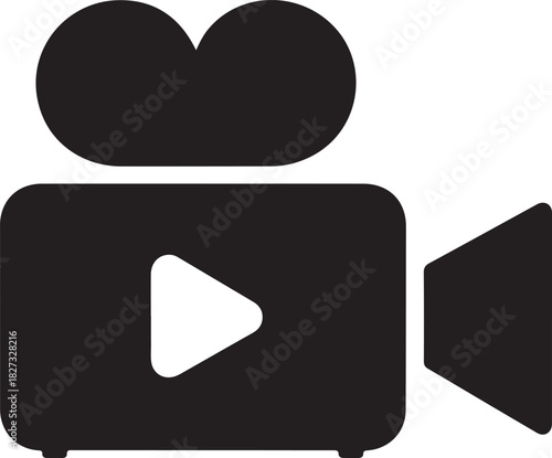Vintage Video Camera Icon with Play Button film camera