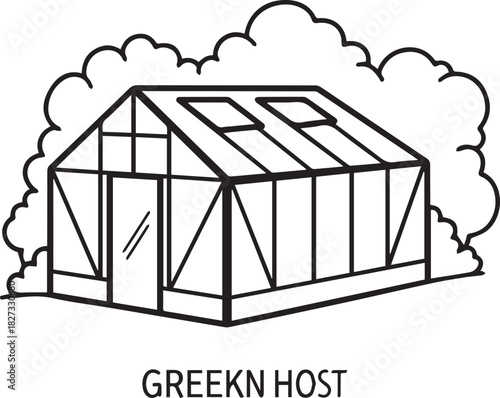Greenhouse glasshouse line art vector icon simple black and white GREEKN HOST