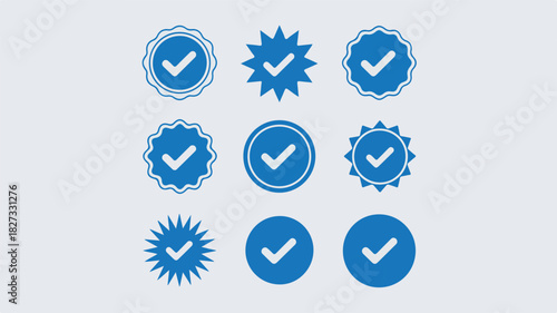 Clean blue checkmark icons in various vector styles, perfect for digital verification and approval symbols in graphic design