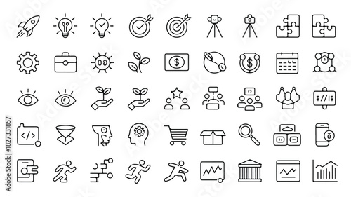 Modern Business & Finance Vector Icons Clean Line Art for Professional Projects
