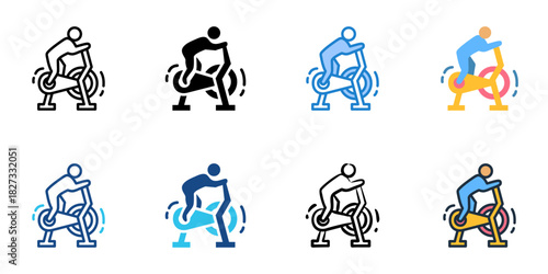 Exercise Bike icon set multiple style vector collection 
