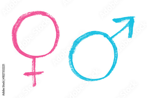 Hand drawn female and male gender identity sign Symbol used to represent sex and gender Single element for print, web, design, decor