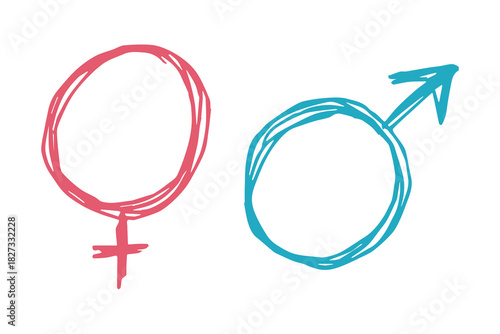 Hand drawn female and male gender identity sign Symbol used to represent sex and gender Single element for print, web, design, decor