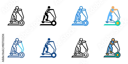 Elliptical Trainer icon set multiple style vector collection 
