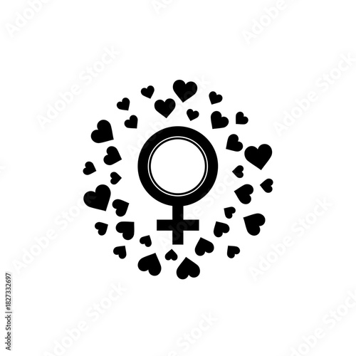 International Day of Zero Tolerance for FGM Female symbol with hearts gender love concept