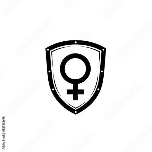 International Day of Zero Tolerance for FGM Teal female symbol with protective shield vector illustration