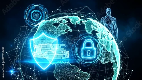 Wallpaper Mural Global Data Protection and Cyber Security Concepts in Animated 3D Rendered Footage Showing Torontodigital.ca