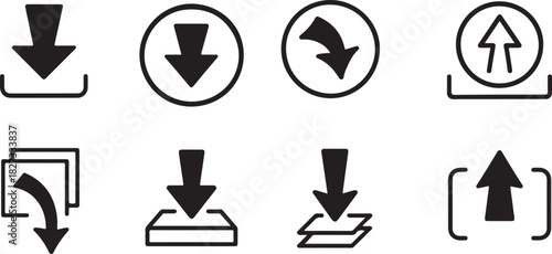 Download and upload file doodle icons set