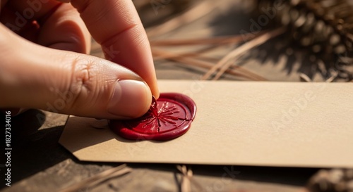 Sealing a Letter with Red Wax for Authenticity and Security.