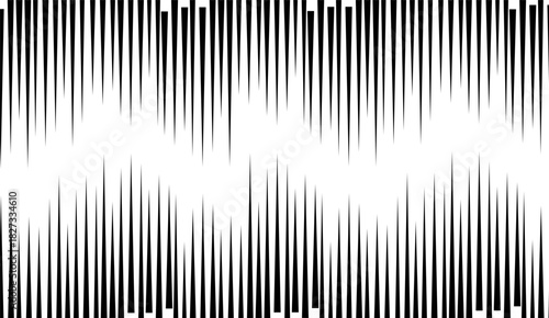 Vertical line pattern. From thin line to thick. Straight lines monochrome pattern geometric texture. Black streak. Faded dynamic backdrop. Vector illustration