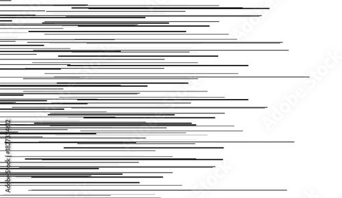 Trendy dynamic horizontal speed lines background. Anime style line backdrop. Comics book frame speed lines. Monochrome manga super hero force movement layout. Simple geometric horizontal stripes.