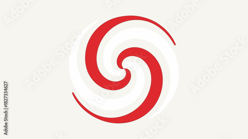 Abstract Red White Circular Spiral Swirl Graphic Design Element