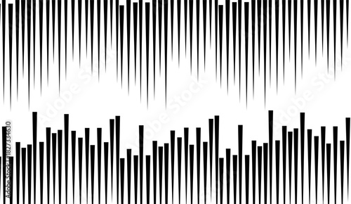 Vertical line pattern. From thin line to thick. Straight lines monochrome pattern geometric texture. Black streak. Faded dynamic backdrop. Vector illustration