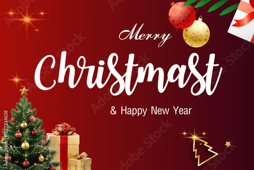 christmas greeting card with christmas tree