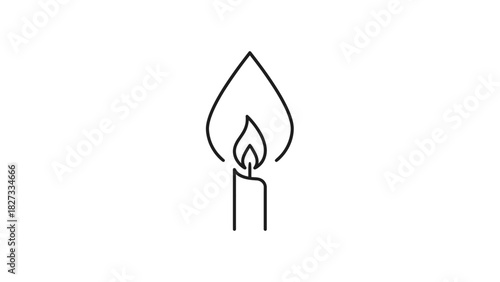 Simple Burning Candle Line Art Icon Vector Illustration for Graphic Design Elements