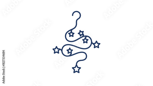 Stylized Star Garland Decoration Icon Minimalist Line Art Festive Ornament
