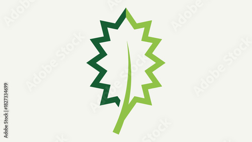 Green Jagged Abstract Leaf Vector Icon Nature Ecology