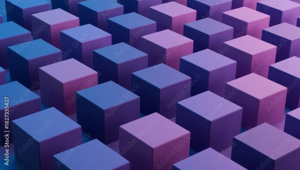 Fototapeta premium Abstract geometric cube grid in blue purple