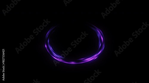 Dynamic Looping Purple and Blue Neon Light Circle. High-Speed Energy Ring Swirl for Technology Intro, Logo Reveal and Esports Background (4K UHD).