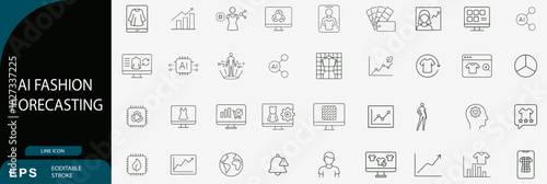 ai fashion forecasting technology line icon set vector illustration