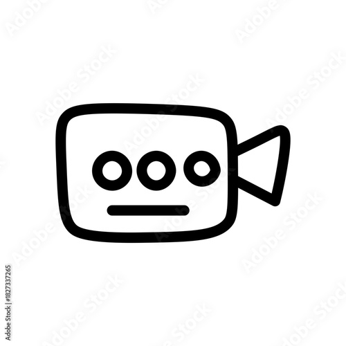 Simple Line Art Icon of a Video Camera with Three Lenses