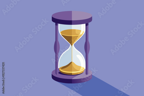 Hourglass with sand on black background