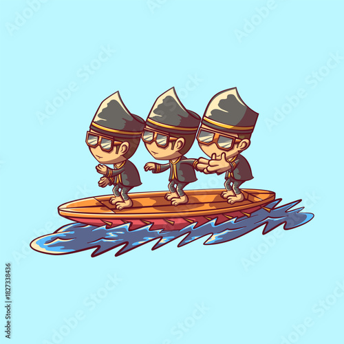doodle of pacu jalur, a viral tradition of indonesia people. this cartoon tell about race with boat one of passenger will dance when him boat lead the race