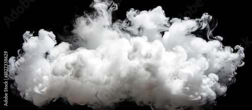 Abstract white smoke cloud isolated on black background.