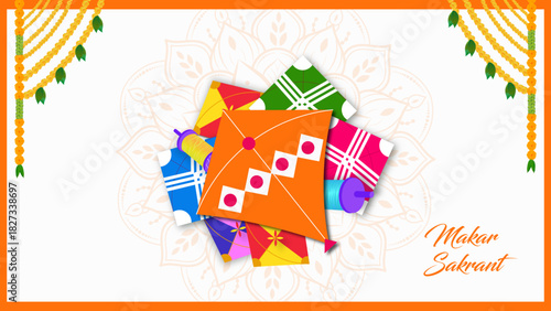 Makar Sankranti Festival Indian Kite Flying Banner Design | Pongal Uttarayan Lohri Happy Wishes Template
